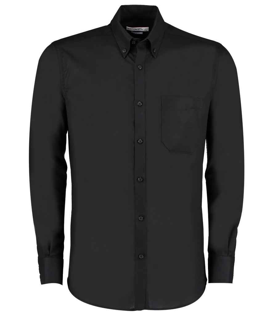 Kustom Kit Long Sleeve Slim Fit Workwear Oxford Shirt | Black