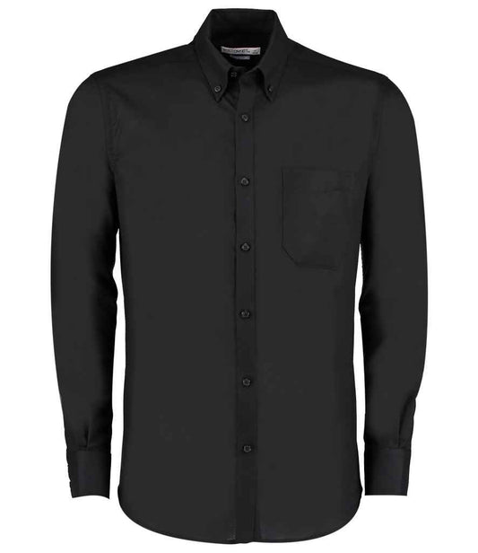 Kustom Kit Long Sleeve Slim Fit Workwear Oxford Shirt | Black