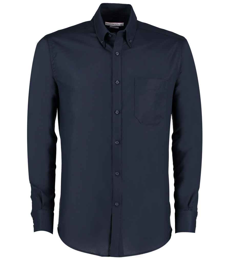 Kustom Kit Long Sleeve Slim Fit Workwear Oxford Shirt | Navy