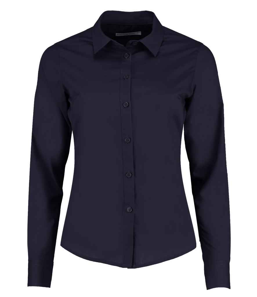 Kustom Kit Ladies Long Sleeve Tailored Poplin Shirt | Dark Navy
