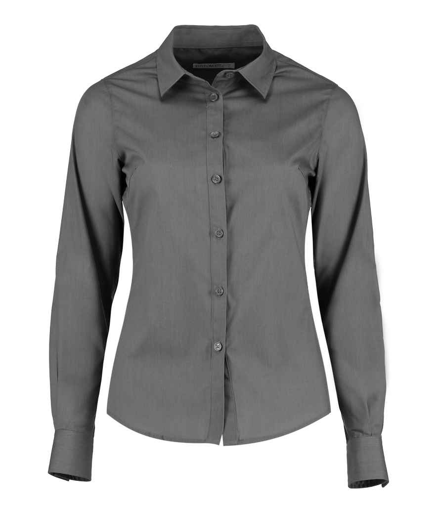 Kustom Kit Ladies Long Sleeve Tailored Poplin Shirt | Graphite Grey