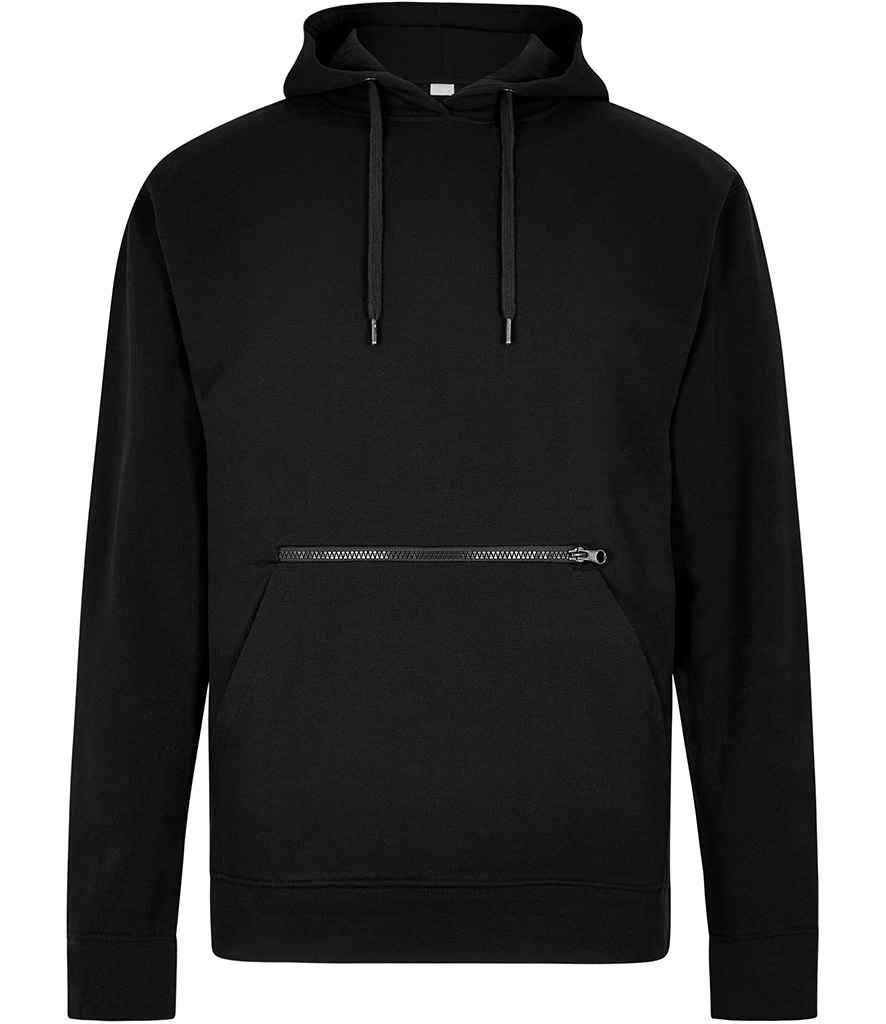 Kustom Kit Regular Fit Piqué Zipped Pocket Hoodie | Black