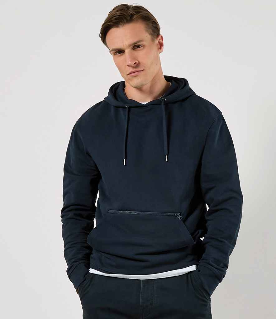 Kustom Kit Regular Fit Piqué Zipped Pocket Hoodie | Navy