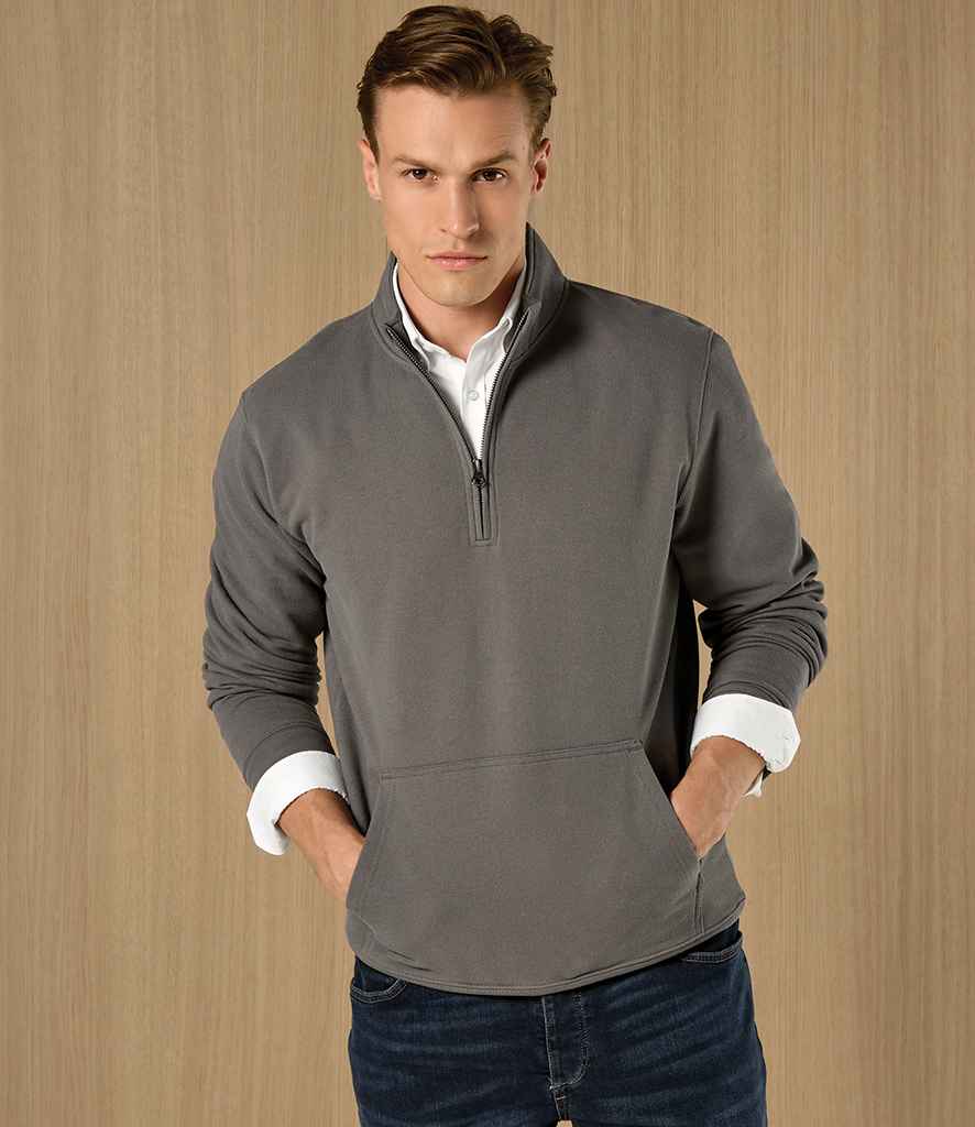 Kustom Kit Regular Fit 1/4 Zip Piqué Sweatshirt | Dark Grey