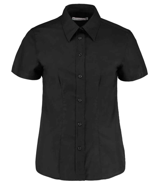 Kustom Kit Ladies Short Sleeve Tailored Workwear Oxford Shirt | Black