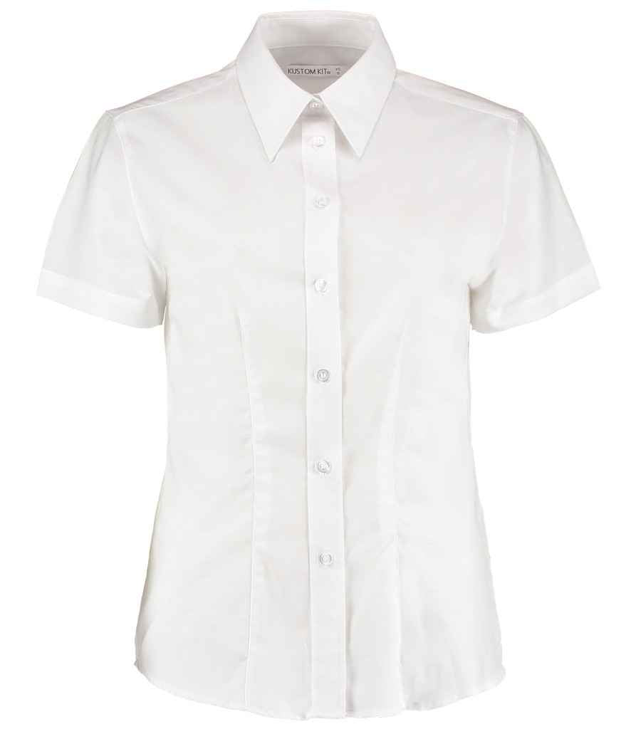 Kustom Kit Ladies Short Sleeve Tailored Workwear Oxford Shirt | White