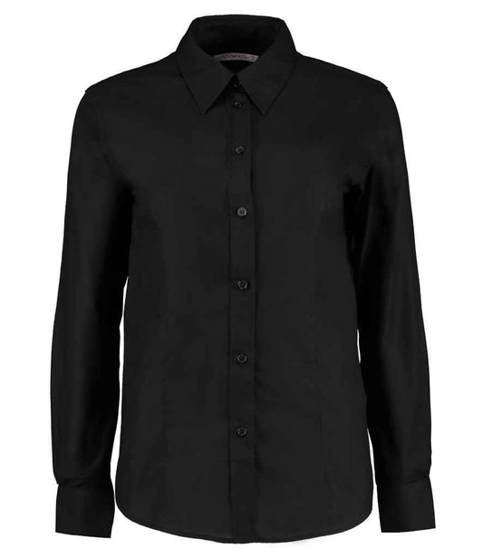 Kustom Kit Ladies Long Sleeve Tailored Workwear Oxford Shirt | Black