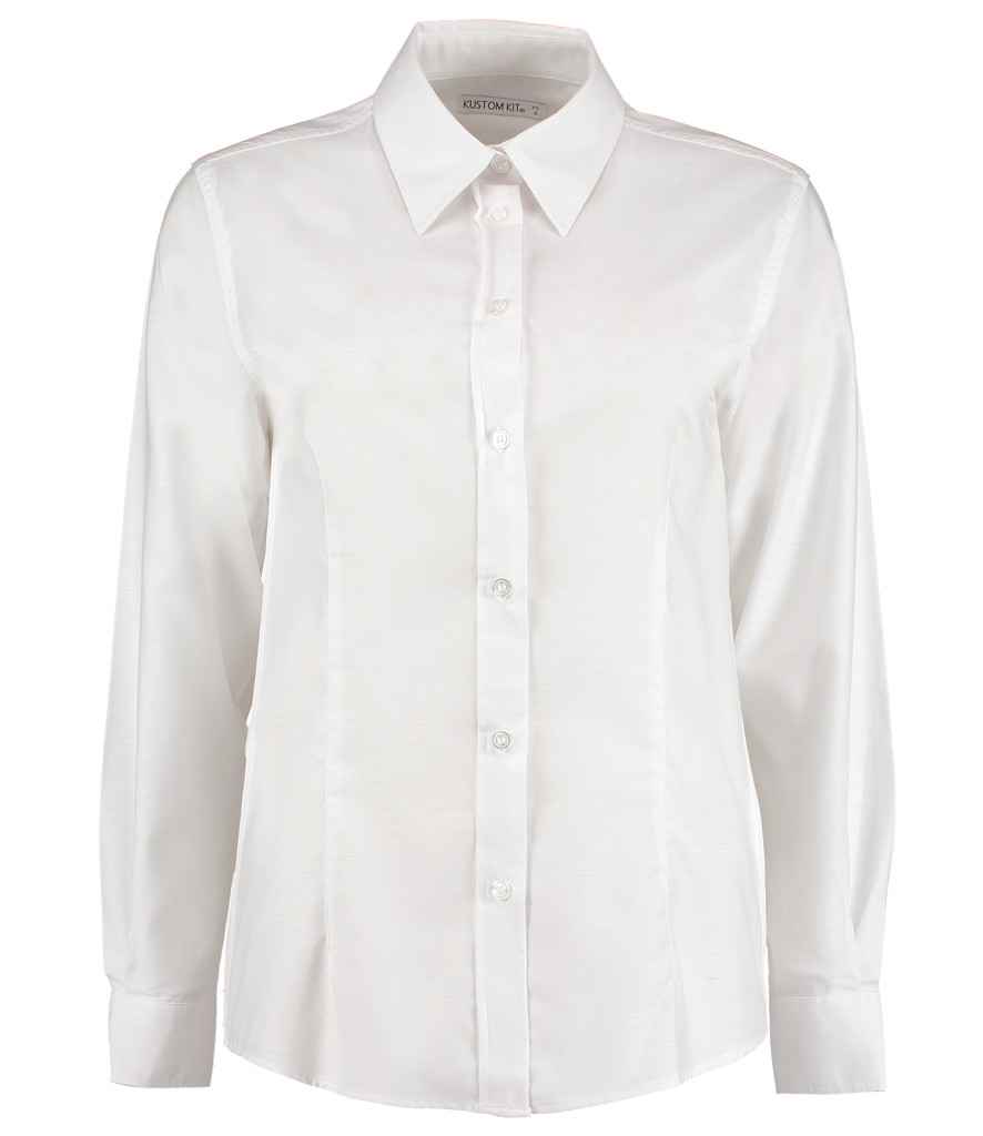 Kustom Kit Ladies Long Sleeve Tailored Workwear Oxford Shirt | White
