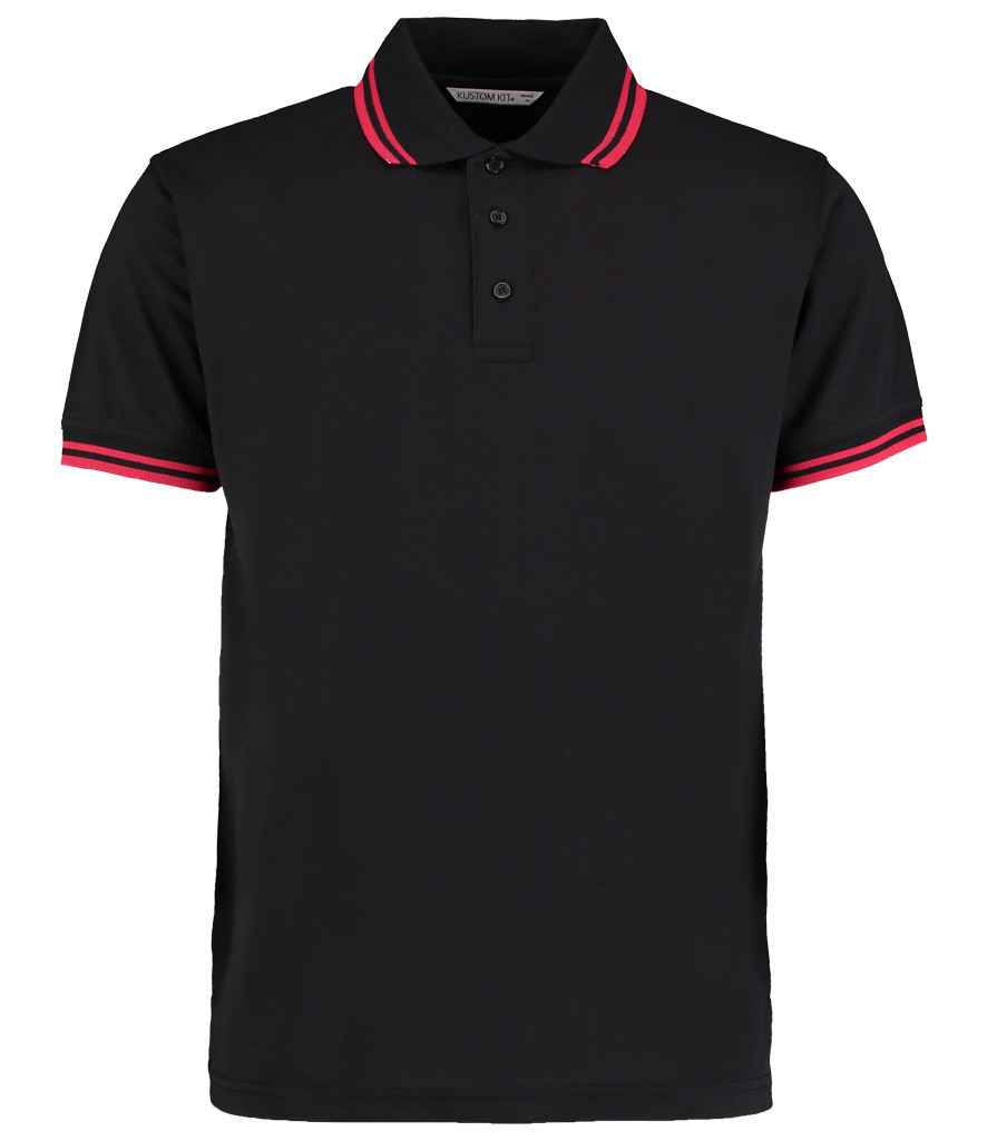 Kustom Kit Contrast Tipped Poly/Cotton Piqué Polo Shirt | Black/Red