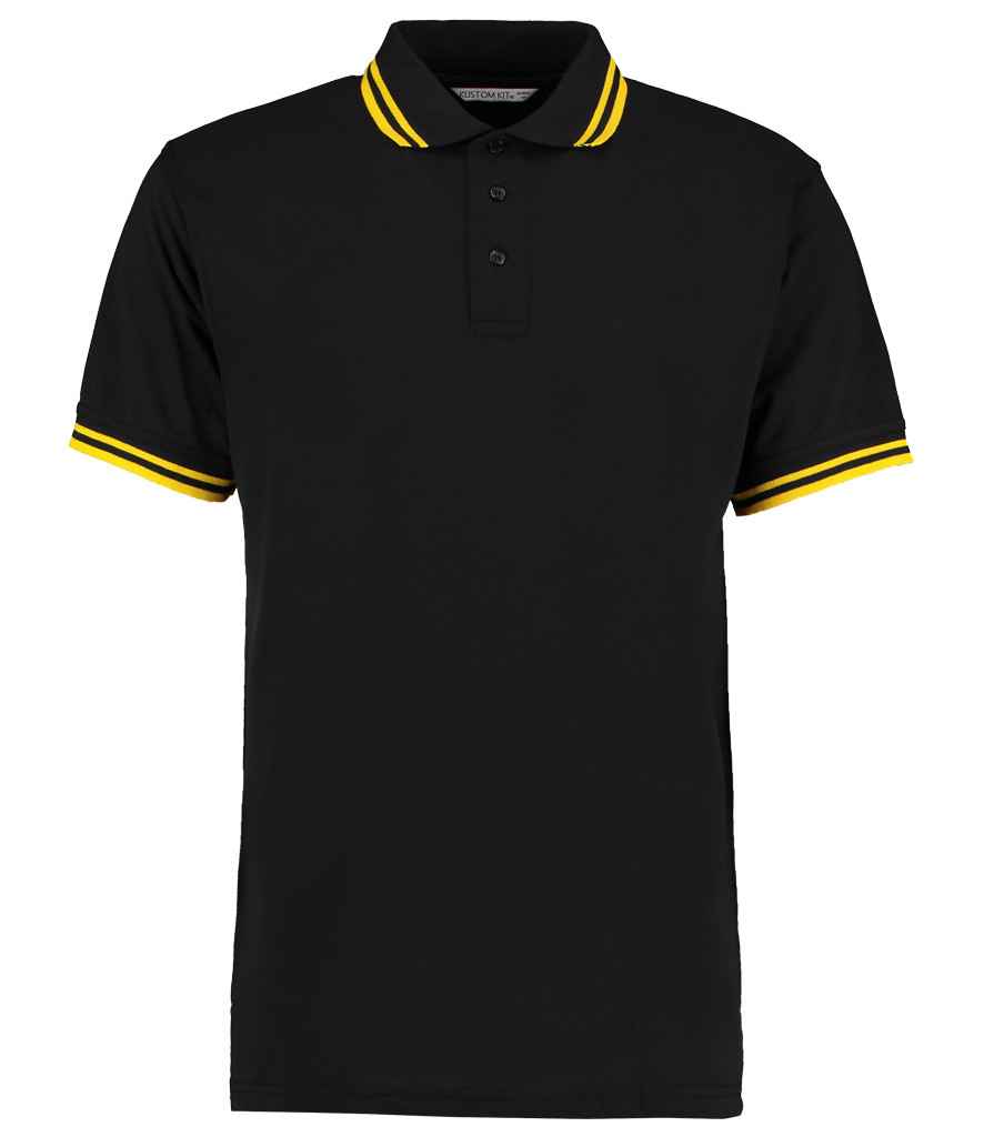 Kustom Kit Contrast Tipped Poly/Cotton Piqué Polo Shirt | Black/Yellow