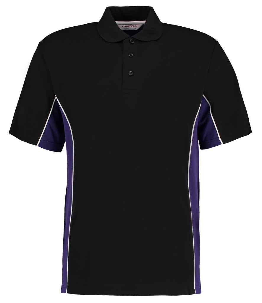 Kustom Kit Track Poly/Cotton Piqué Polo Shirt | Black/Purple