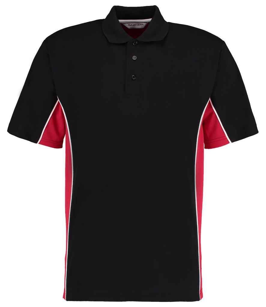 Kustom Kit Track Poly/Cotton Piqué Polo Shirt | Black/Red