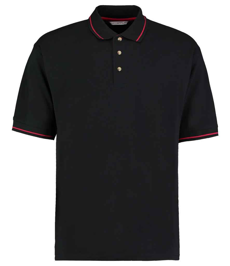 Kustom Kit St Mellion Tipped Cotton Piqué Polo Shirt | Black/Red