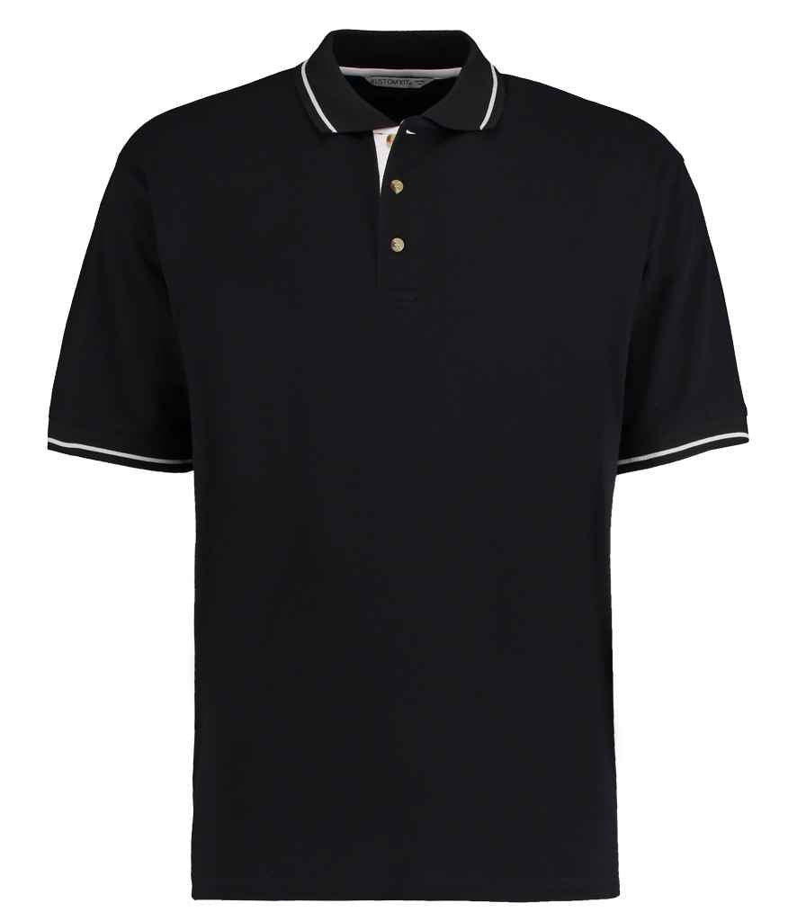 Kustom Kit St Mellion Tipped Cotton Piqué Polo Shirt | Black/White