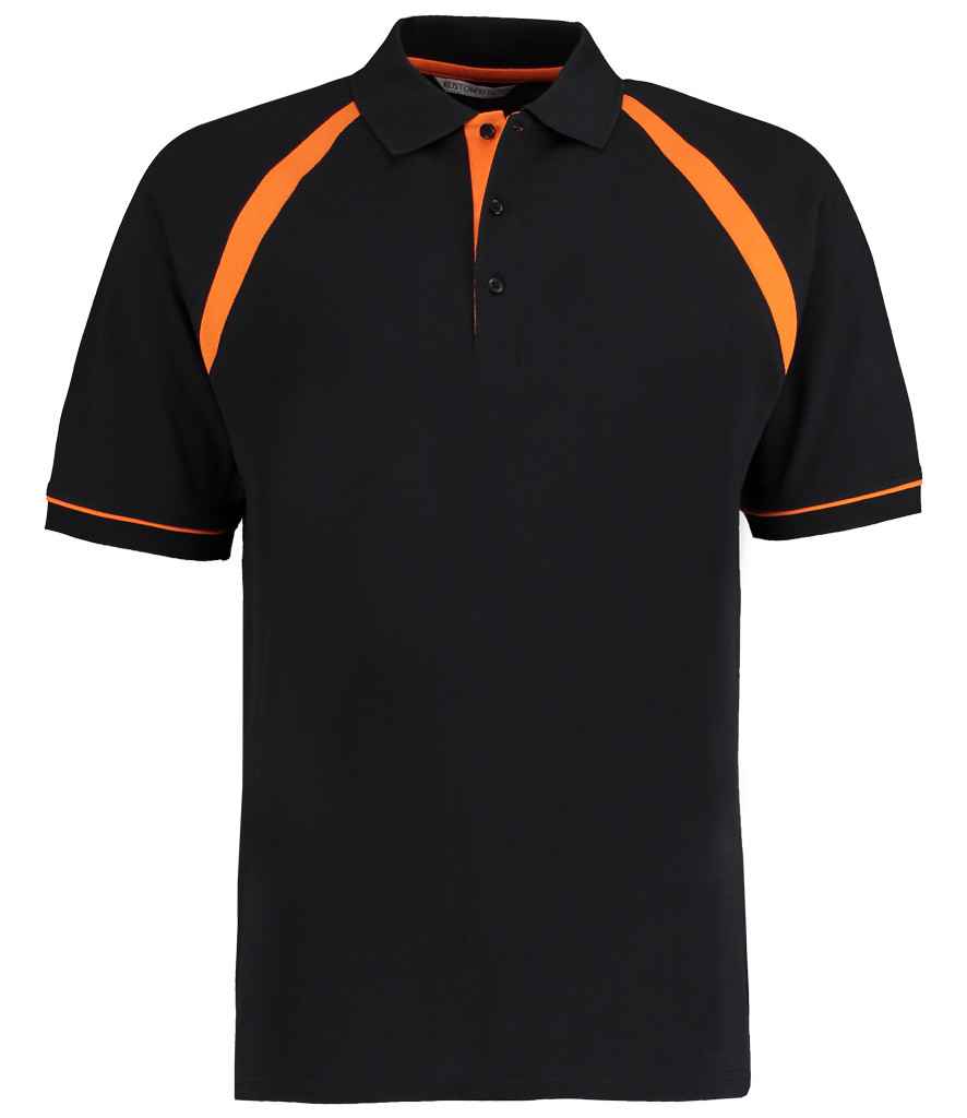Kustom Kit Oak Hill Cotton Piqué Polo Shirt | Black/Orange