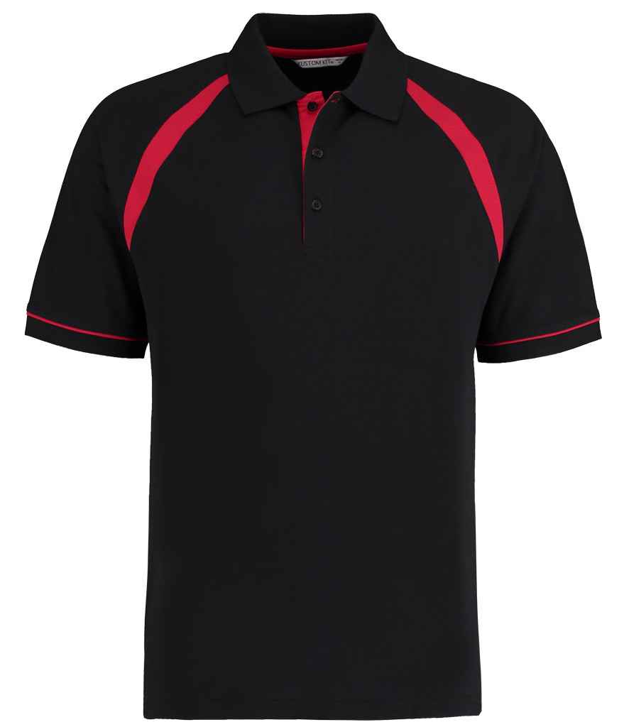 Kustom Kit Oak Hill Cotton Piqué Polo Shirt | Black/Bright Red