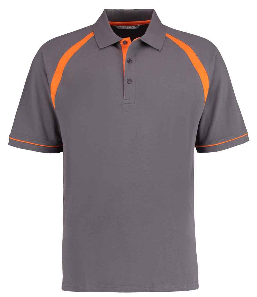 Kustom Kit Oak Hill Cotton Piqué Polo Shirt | Charcoal/Orange