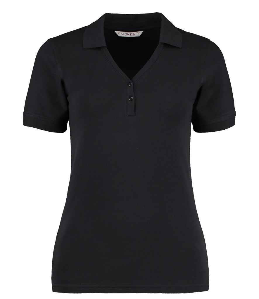 Kustom Kit Sophia Comfortec® V Neck Polo Shirt | Black