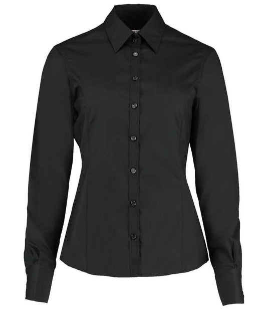 Kustom Kit Ladies Long Sleeve Tailored Business Shirt | Black