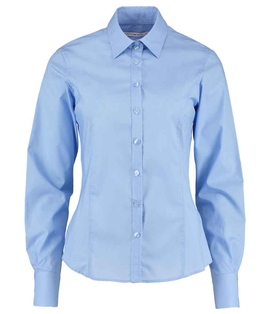 Kustom Kit Ladies Long Sleeve Tailored Business Shirt | Light Blue