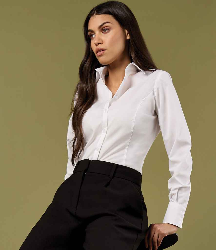 Kustom Kit Ladies Long Sleeve Tailored Business Shirt | White