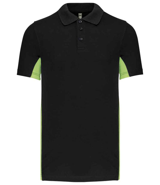 Kariban Flag Poly/Cotton Piqué Polo Shirt | Black/Lime Green