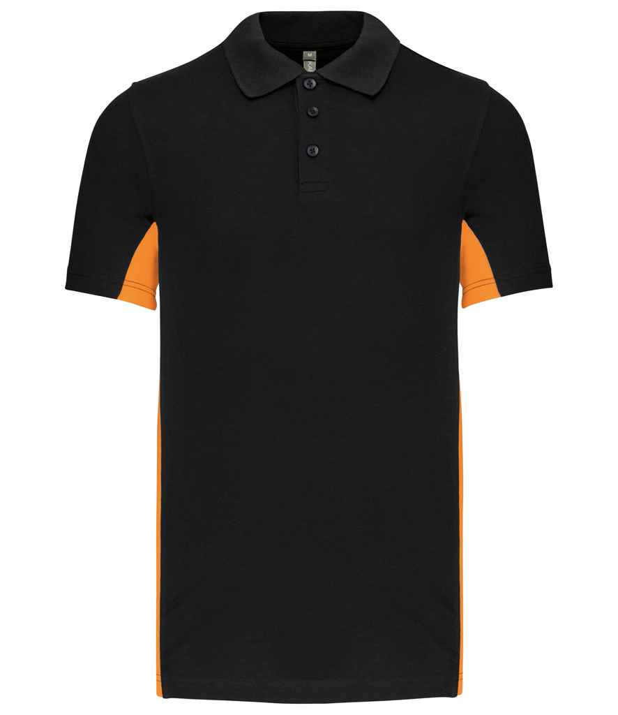 Kariban Flag Poly/Cotton Piqué Polo Shirt | Black/Orange