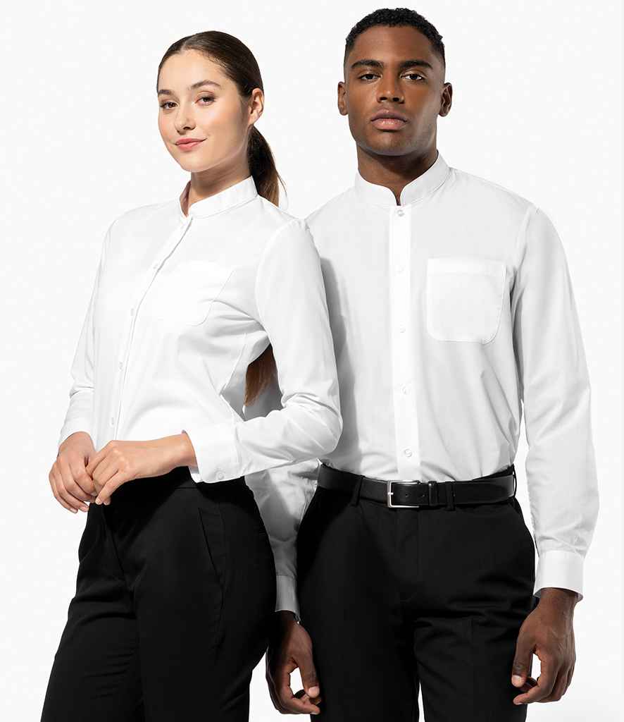 Kariban Ladies Long Sleeve Mandarin Collar Shirt | White