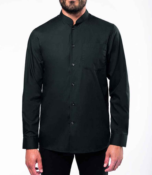 Kariban Long Sleeve Mandarin Collar Shirt | Black