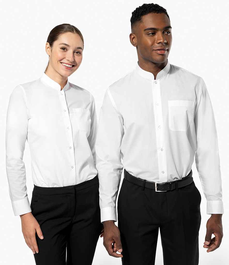 Kariban Long Sleeve Mandarin Collar Shirt | White