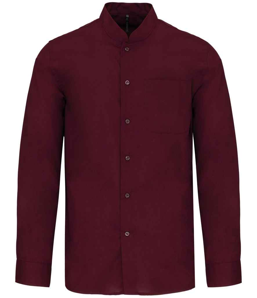 Kariban Long Sleeve Mandarin Collar Shirt | Wine