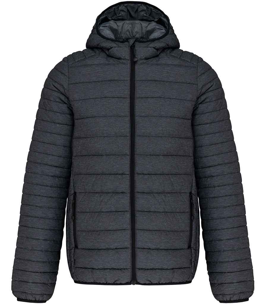 Kariban Lightweight Hooded Padded Jacket | Marl Dark Grey