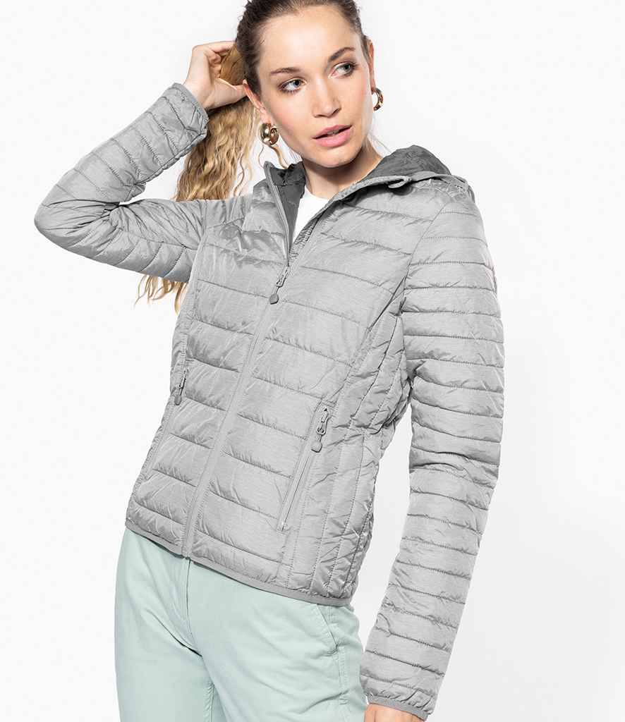 Kariban Ladies Lightweight Hooded Padded Jacket | Marl Silver