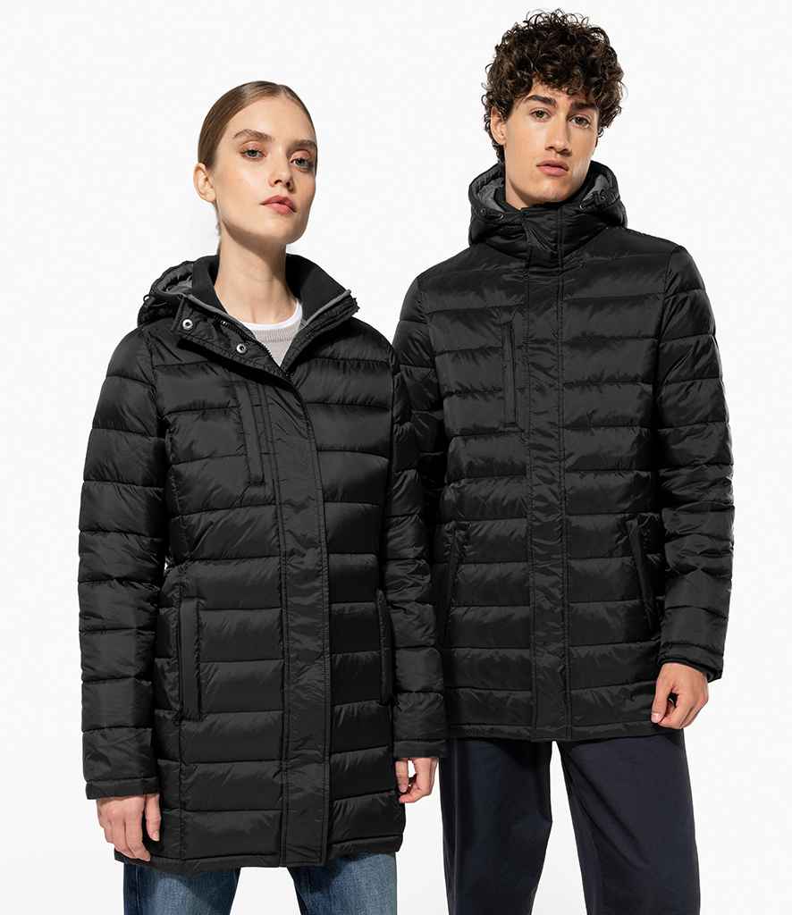 Kariban Ladies Lightweight Long Padded Parka Jacket | Black