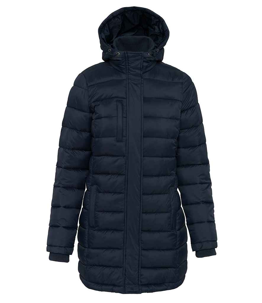 Kariban Ladies Lightweight Long Padded Parka Jacket | Navy