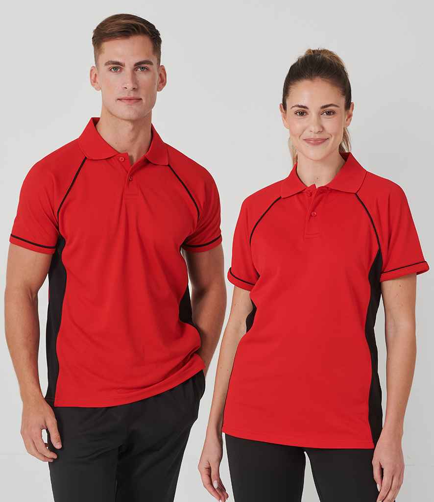 Finden + Hales Performance Panel Polo Shirt | Red/Black