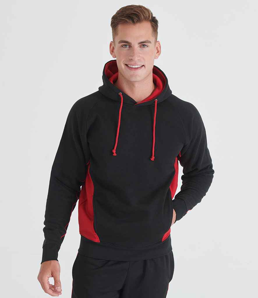 Finden + Hales Contrast Hooded Sweatshirt | Black/Red