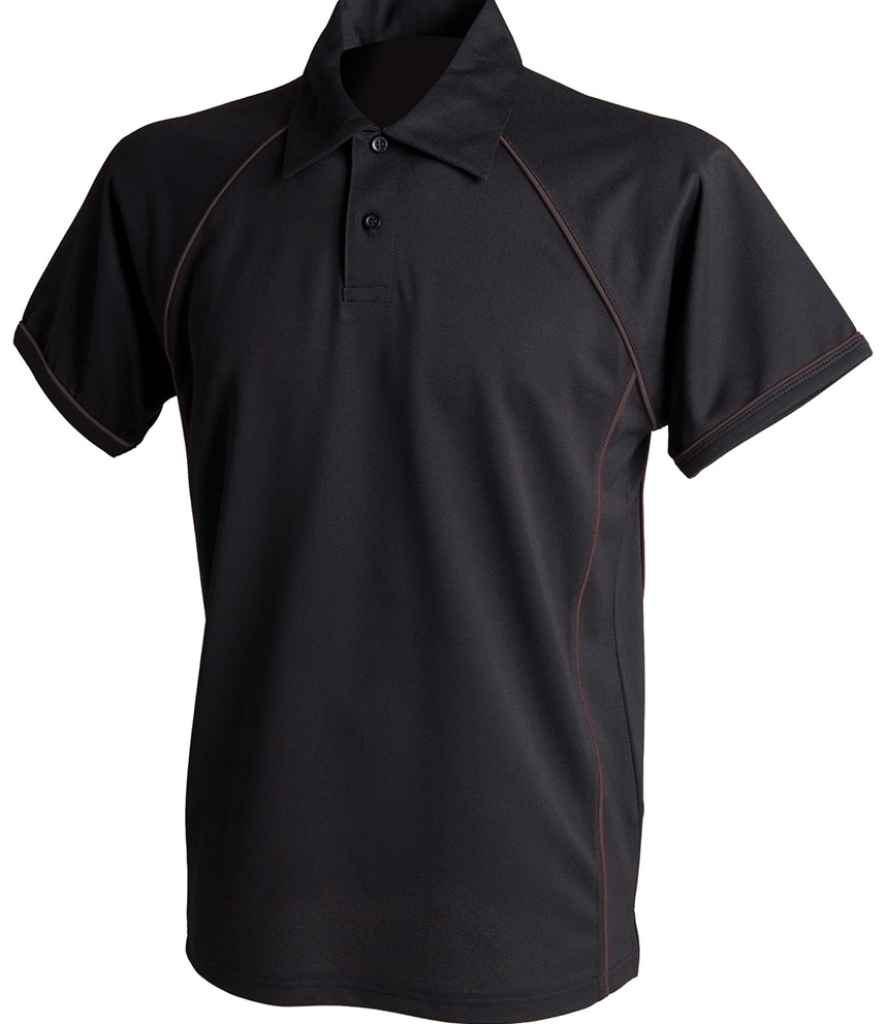 Finden + Hales Performance Piped Polo Shirt | Black/Black