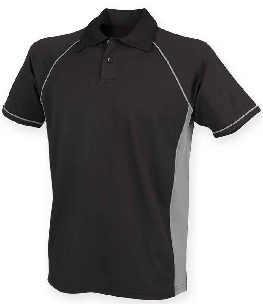 Finden + Hales Performance Piped Polo Shirt | Black/Grey