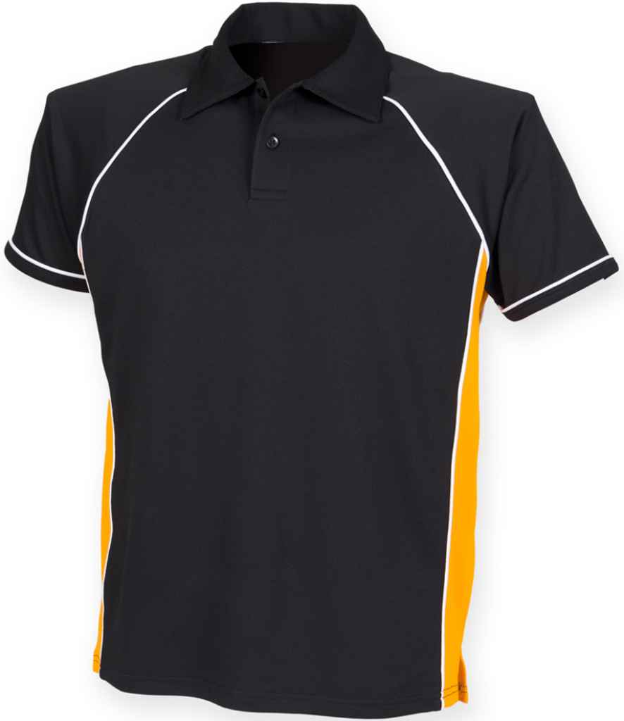 Finden + Hales Performance Piped Polo Shirt | Black/Amber/White
