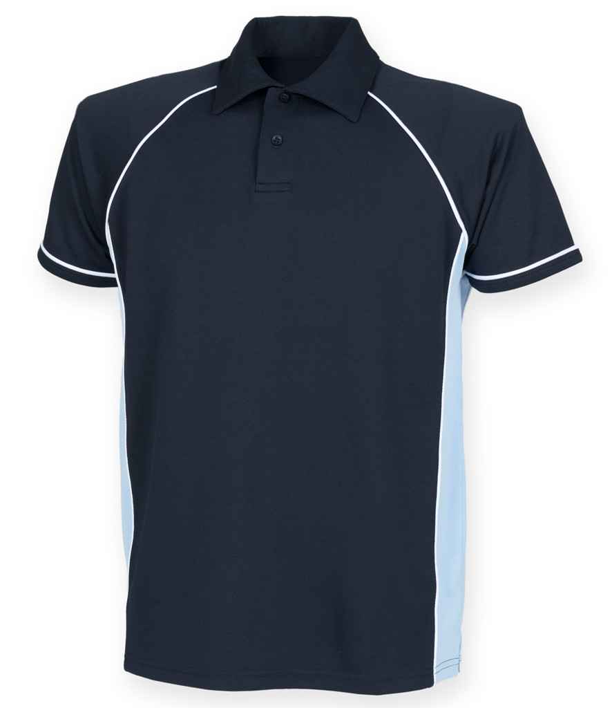 Finden + Hales Performance Piped Polo Shirt | Navy/Sky Blue/White