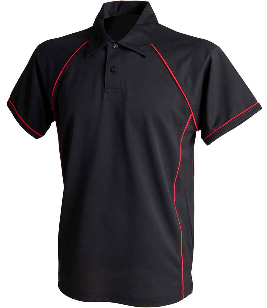 Finden + Hales Kids Performance Piped Polo Shirt | Black/Red