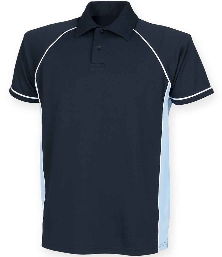 Finden + Hales Kids Performance Piped Polo Shirt | Navy/Sky Blue/White