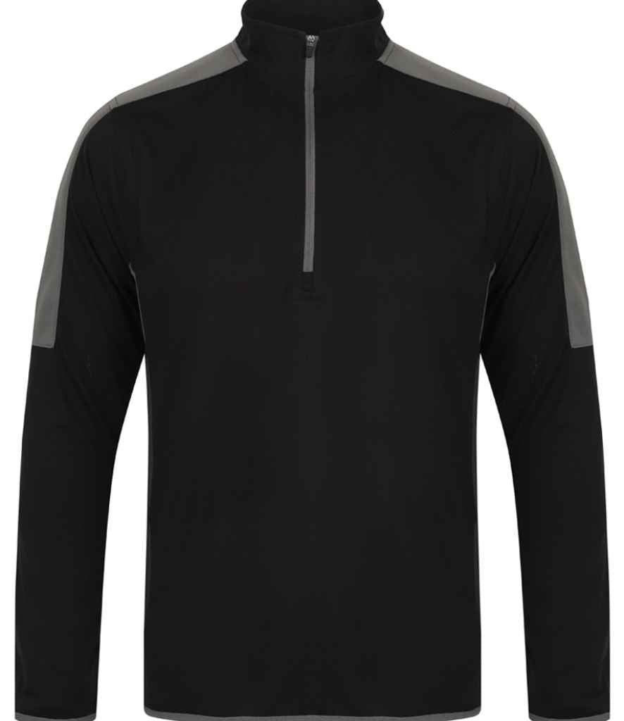 Finden + Hales Contrast Zip Neck Midlayer Top | Black/Gunmetal