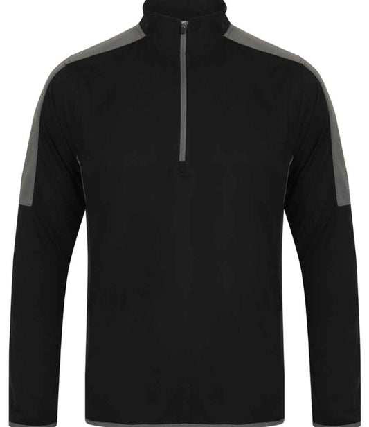 Finden + Hales Contrast Zip Neck Midlayer Top | Black/Gunmetal