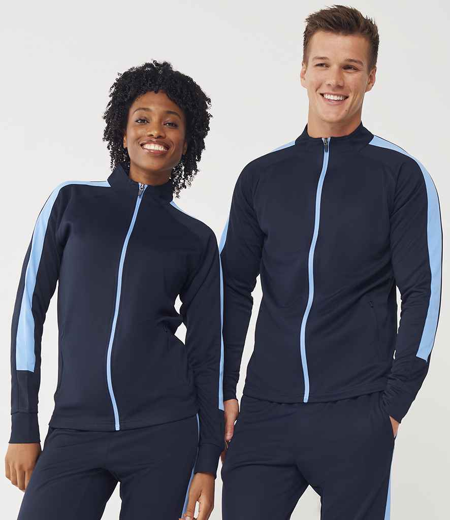 Finden + Hales Knitted Tracksuit Top | Navy/Sky blue