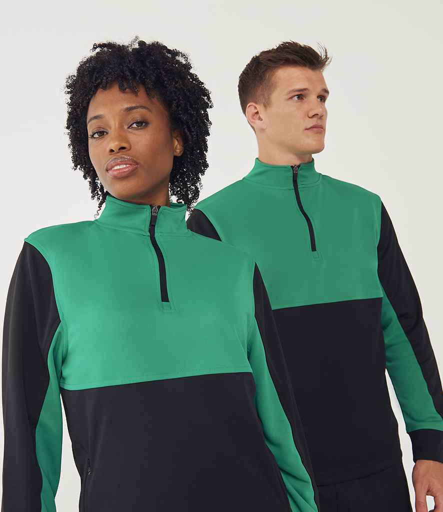 Finden + Hales 1/4 Zip Tracksuit Top | Black/Emerald