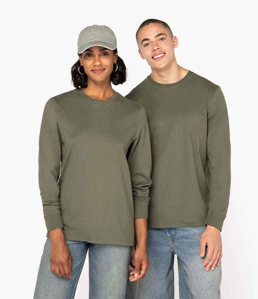 Native Spirit Unisex Crew Neck Long Sleeve T-Shirt | Organic Khaki