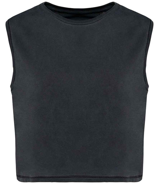Native Spirit Ladies Cropped Tank Top | Washed Coal Grey
