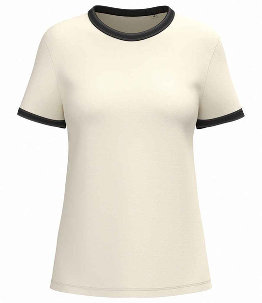 Native Spirit Ladies Ringer T-Shirt | Ivory/Washed Black